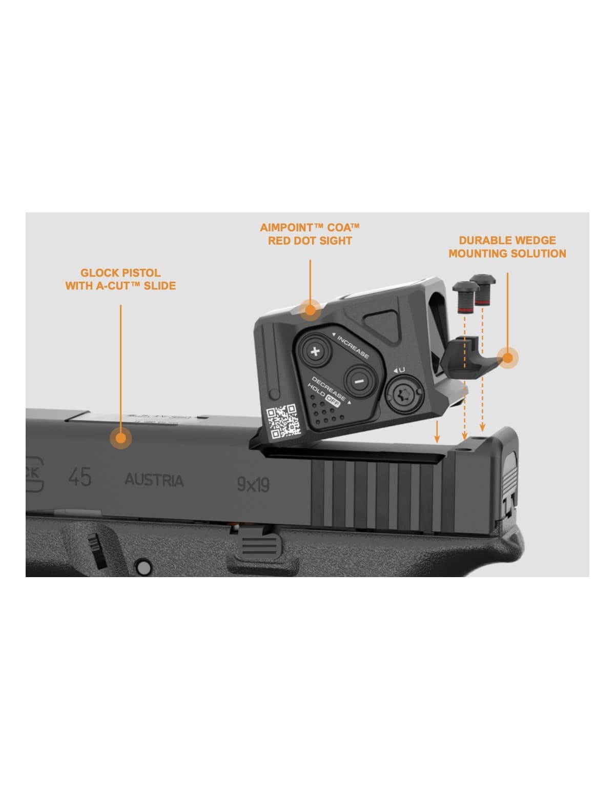 Pistolet Glock 43x Slimline Gen5 FS A-CUT Combo Aimpoint COA