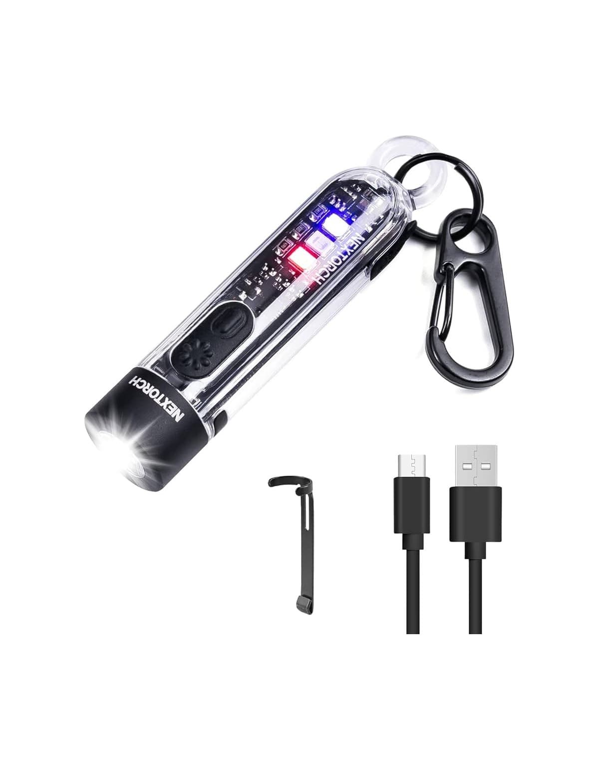 LAMPE PORTE K40 CLE NEXTORCH LED ROUGE/BLEU / UV USB-C