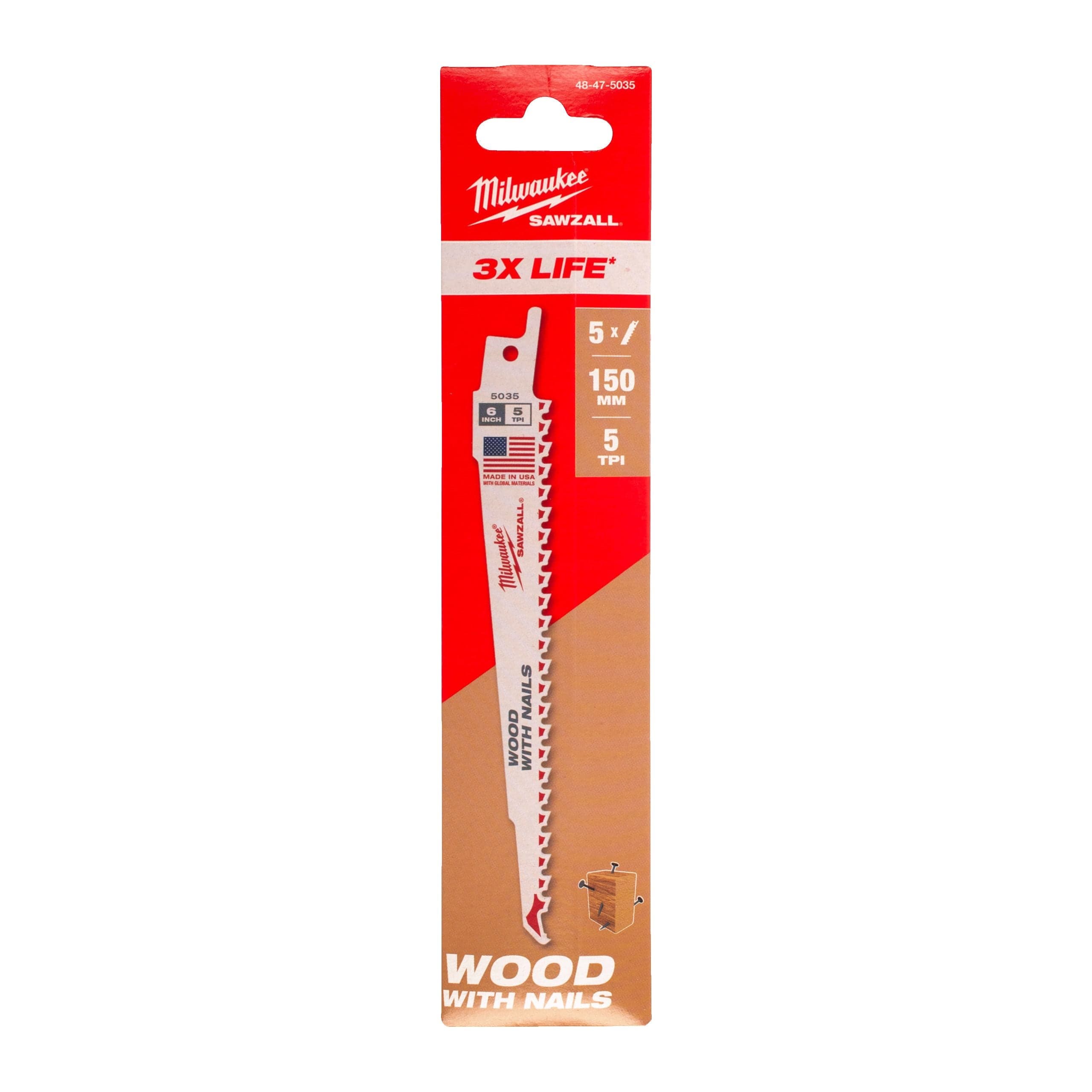 Milwaukee 150mm x 5 Tpi - 5 pc