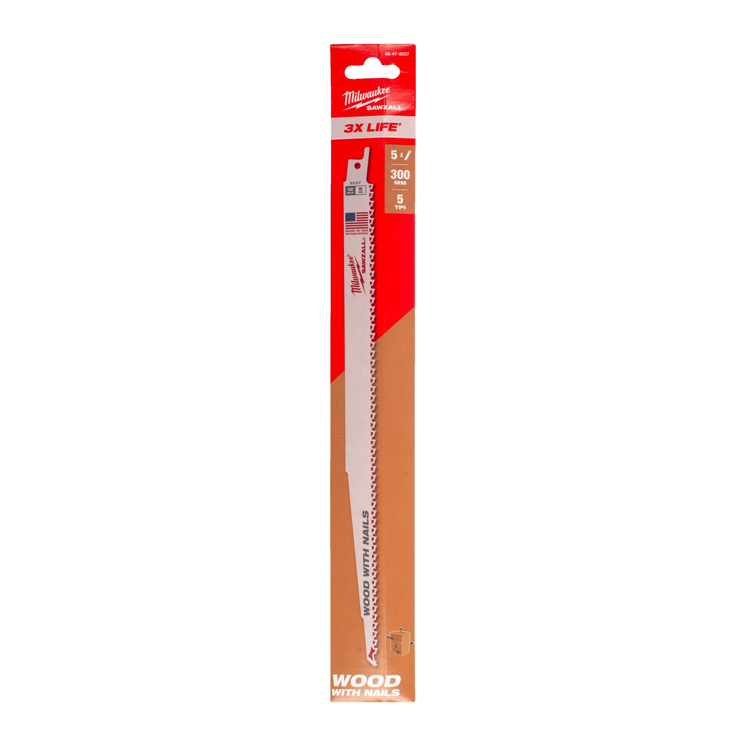 Milwaukee 300mm x 5 Tpi - 5 pc
