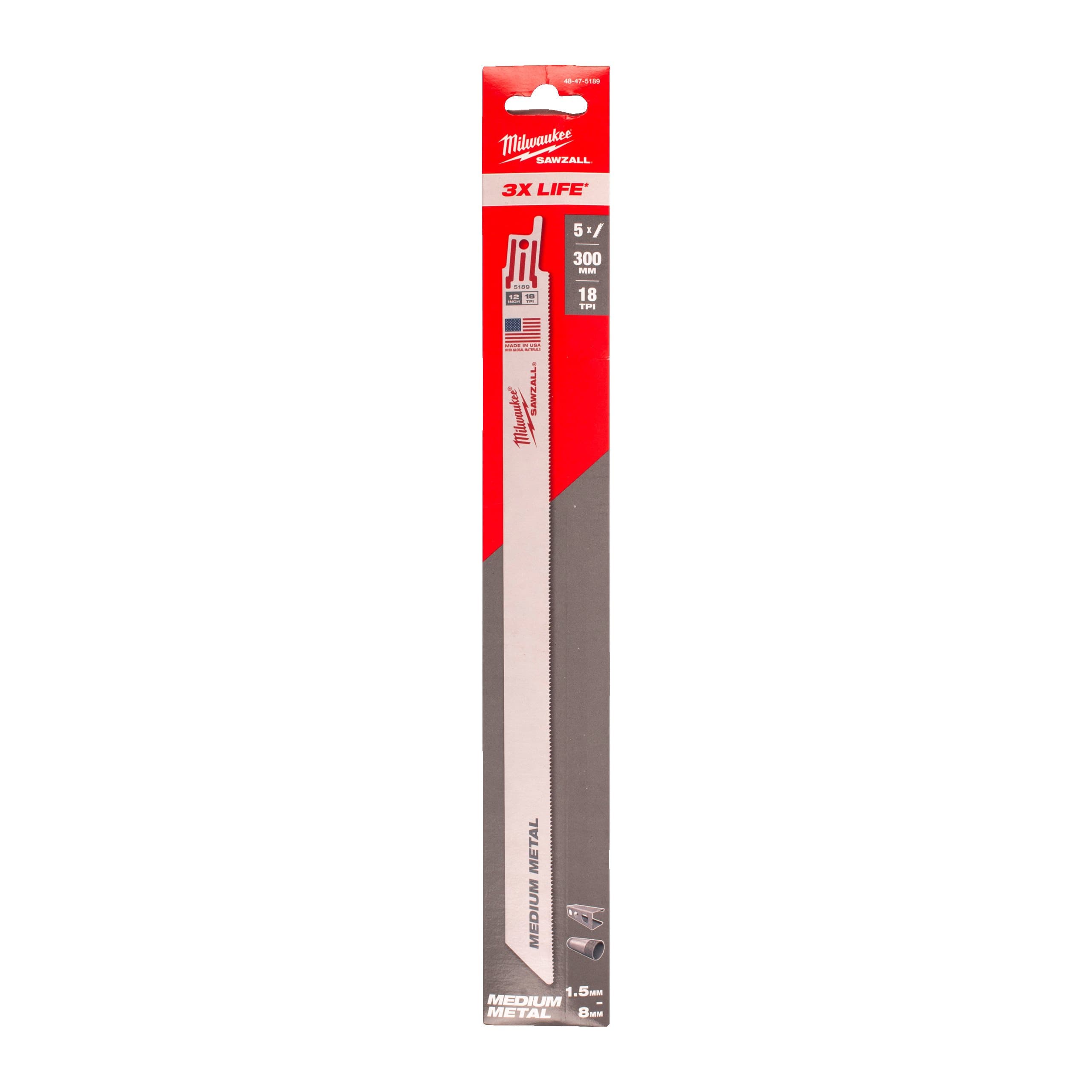Milwaukee 300mm x 18 Tpi - 5 pc