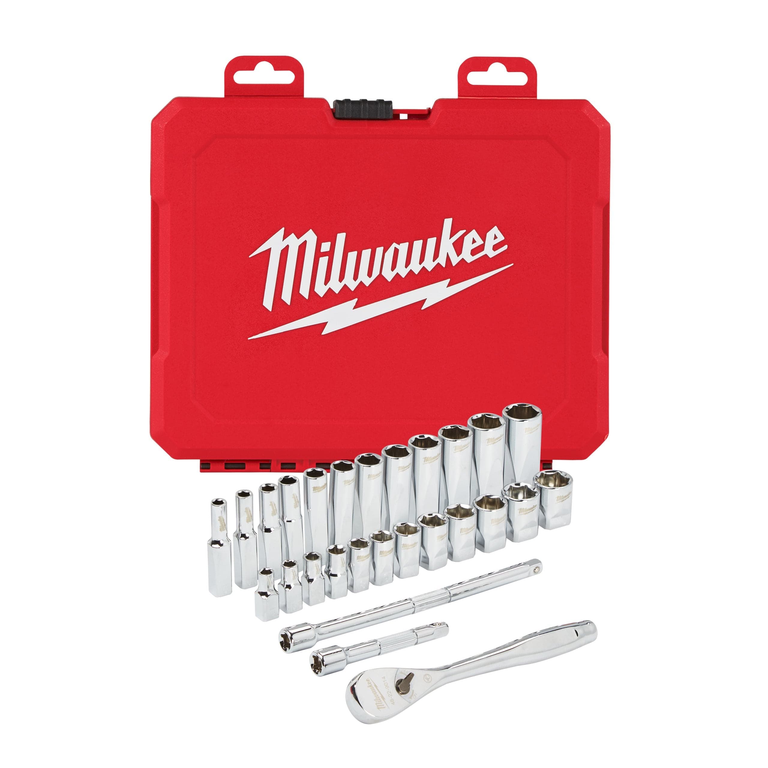 Milwaukee 1/4 Drive 28 pc Ratchet + Socket Set Metric