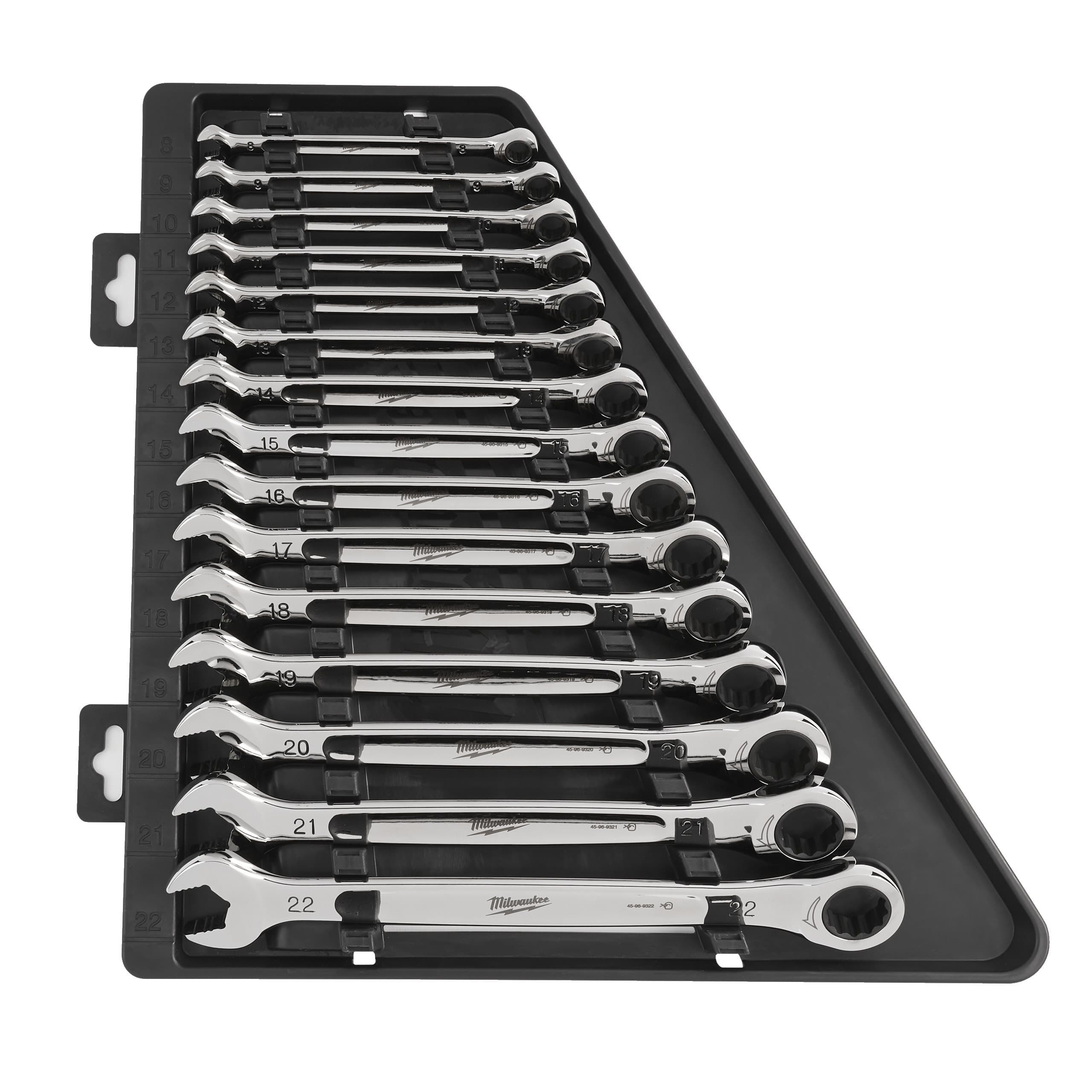 Milwaukee 15 pc Maxbite Ratchet Metric Combination Spanner Set - 1 pc
