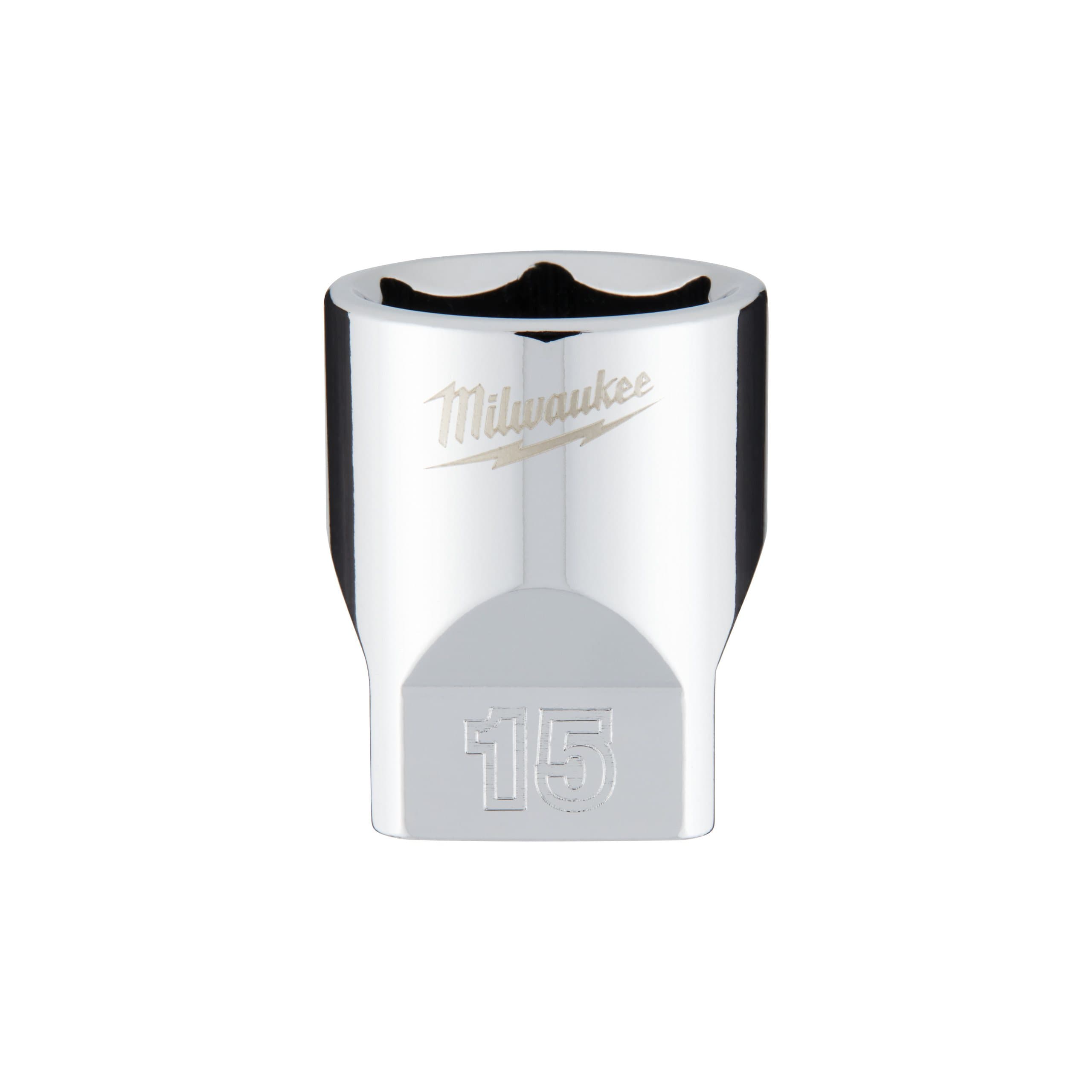 Milwaukee 1/4 Drive Socket - Metric Standard - 15 mm