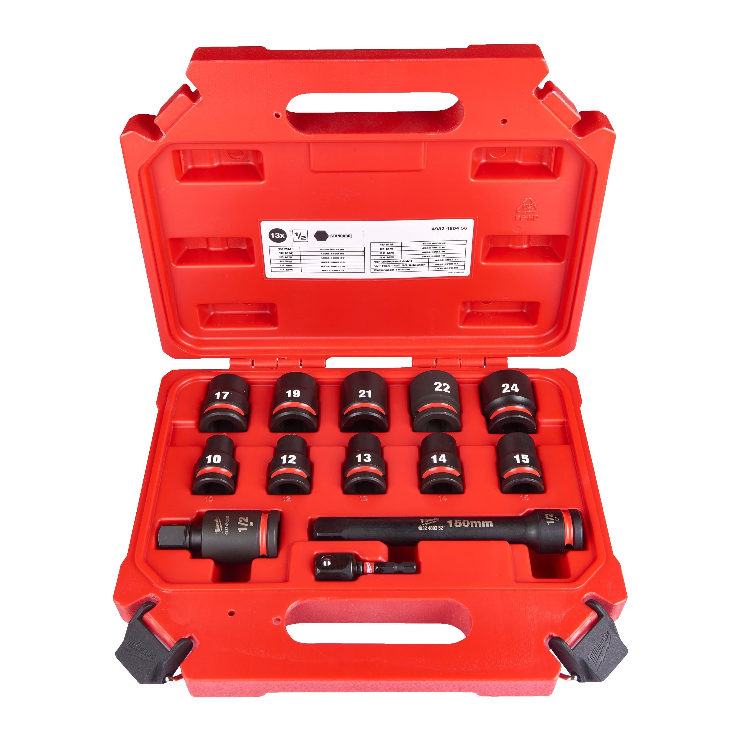 Milwaukee 1/2" impact socket set STD-13pc