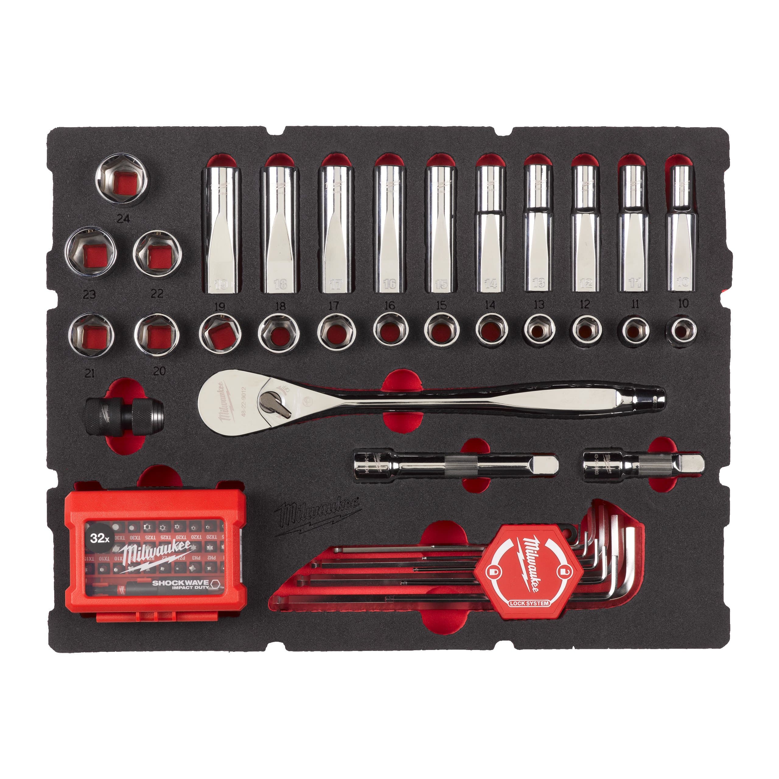 Milwaukee 1/2" Ratchet and Socket and Hex Key Set Foam Insert