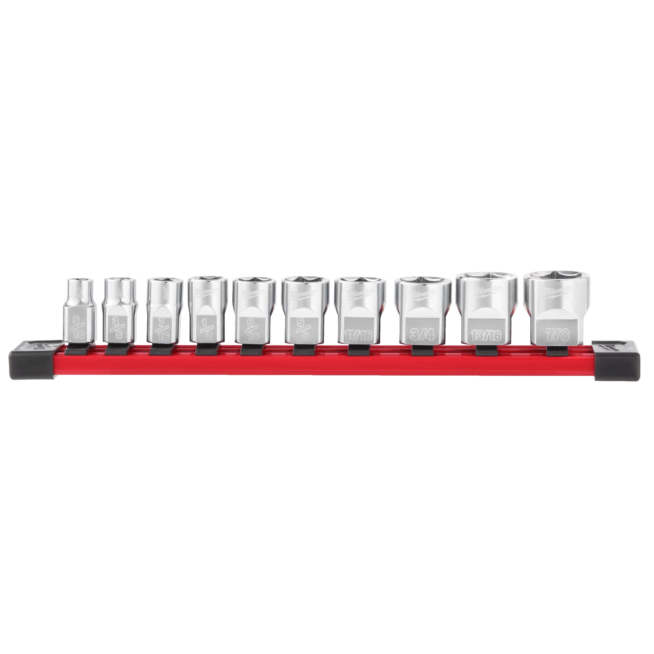 Milwaukee 3/8" Drive SAE Chrome Sockets - 10 pc