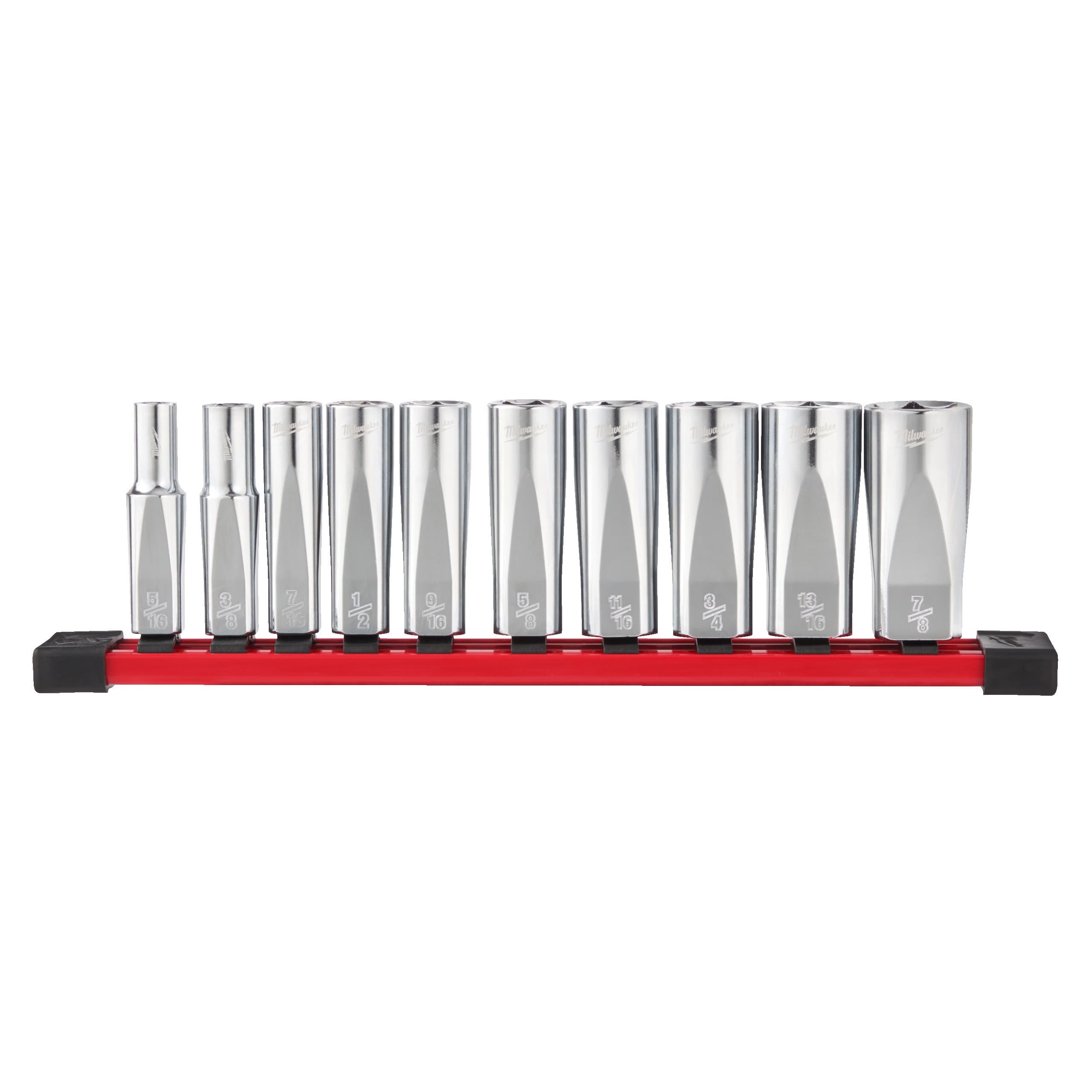 Milwaukee 3/8" Drive SAE Deep Chrome Socket Set - 10 pc