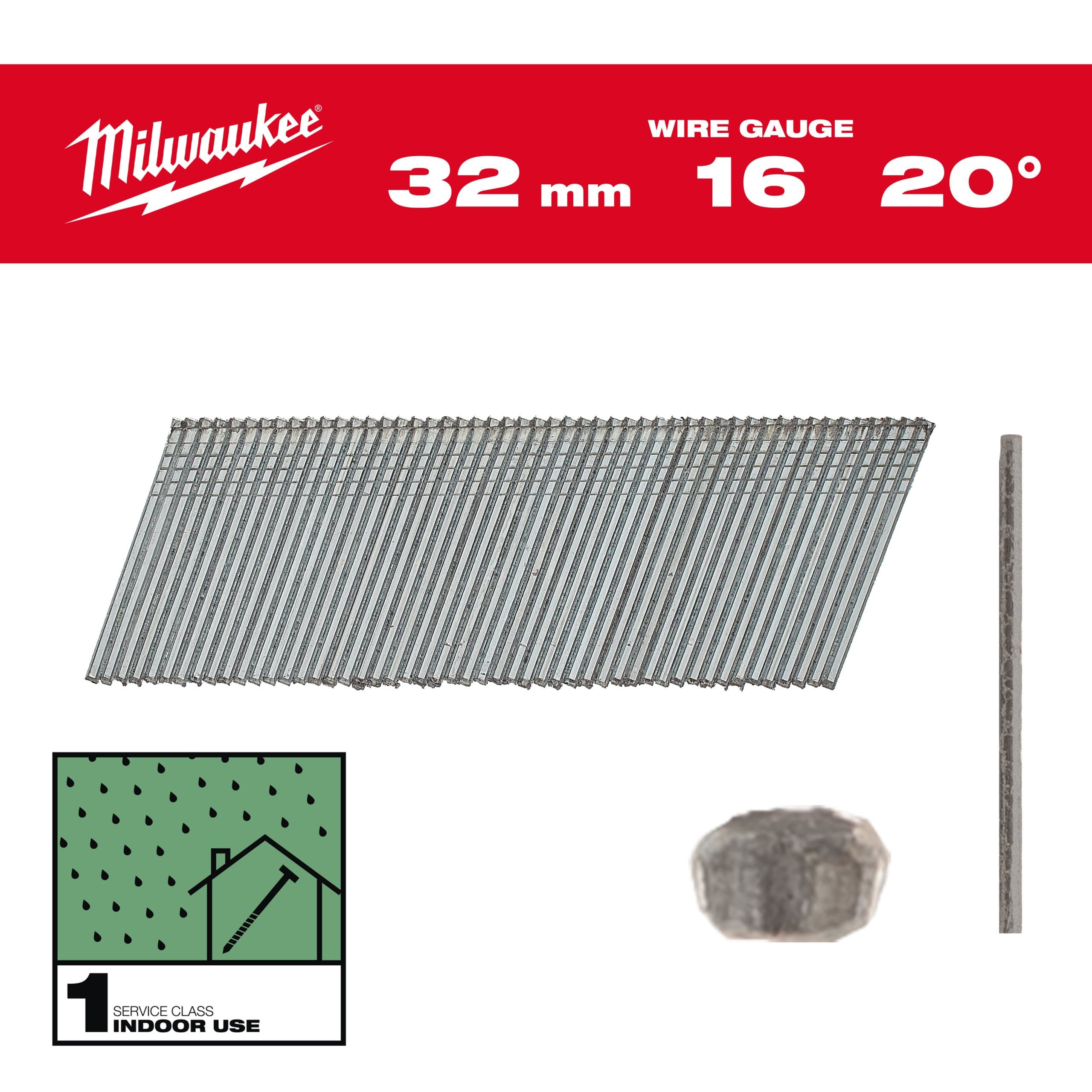 Milwaukee 16G / 20° / 32 mm / G / SC1 - 2.000 pc