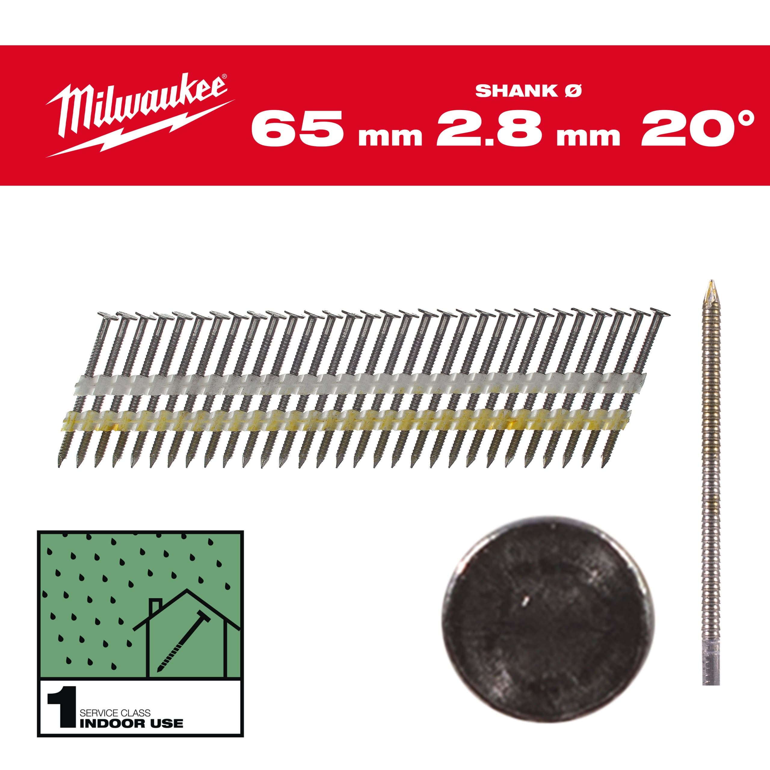 Milwaukee 20° Round Head 65 mm / RS / B / SC1 - 2.000 pc