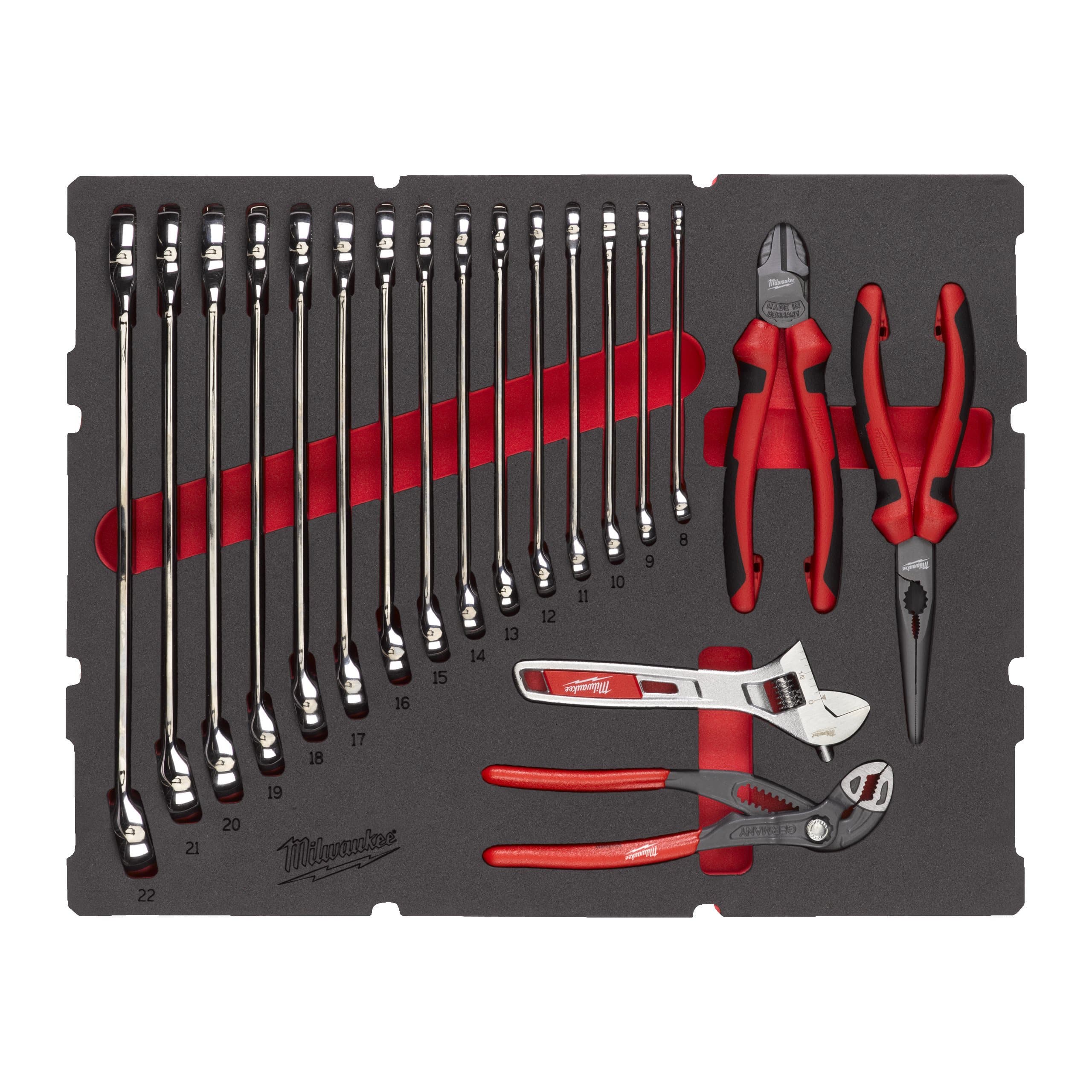 Milwaukee Maxbite Combination Spanner and Plier Set Foam Insert