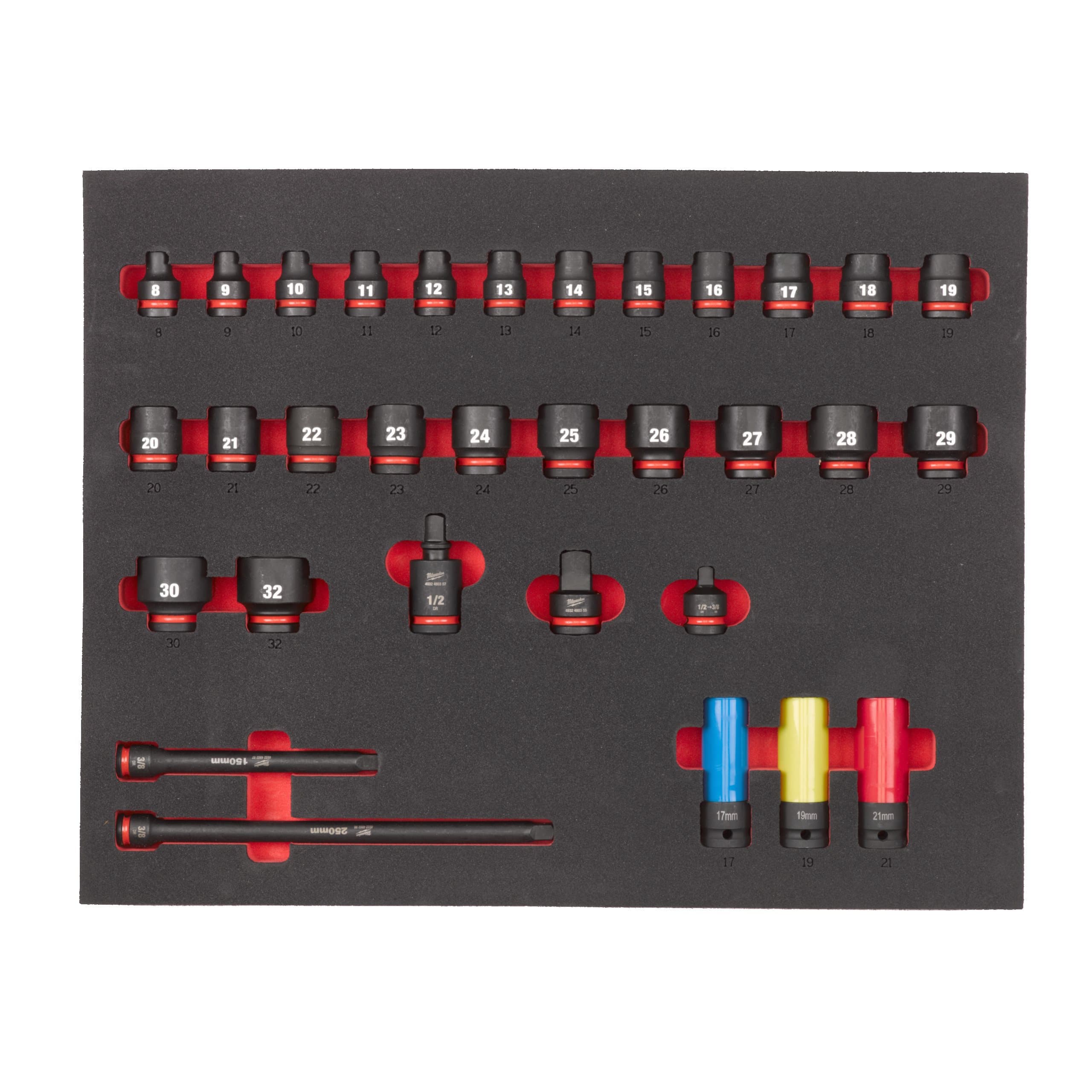 Milwaukee 1/2" Sockets STD foam set 1 (32 pc)