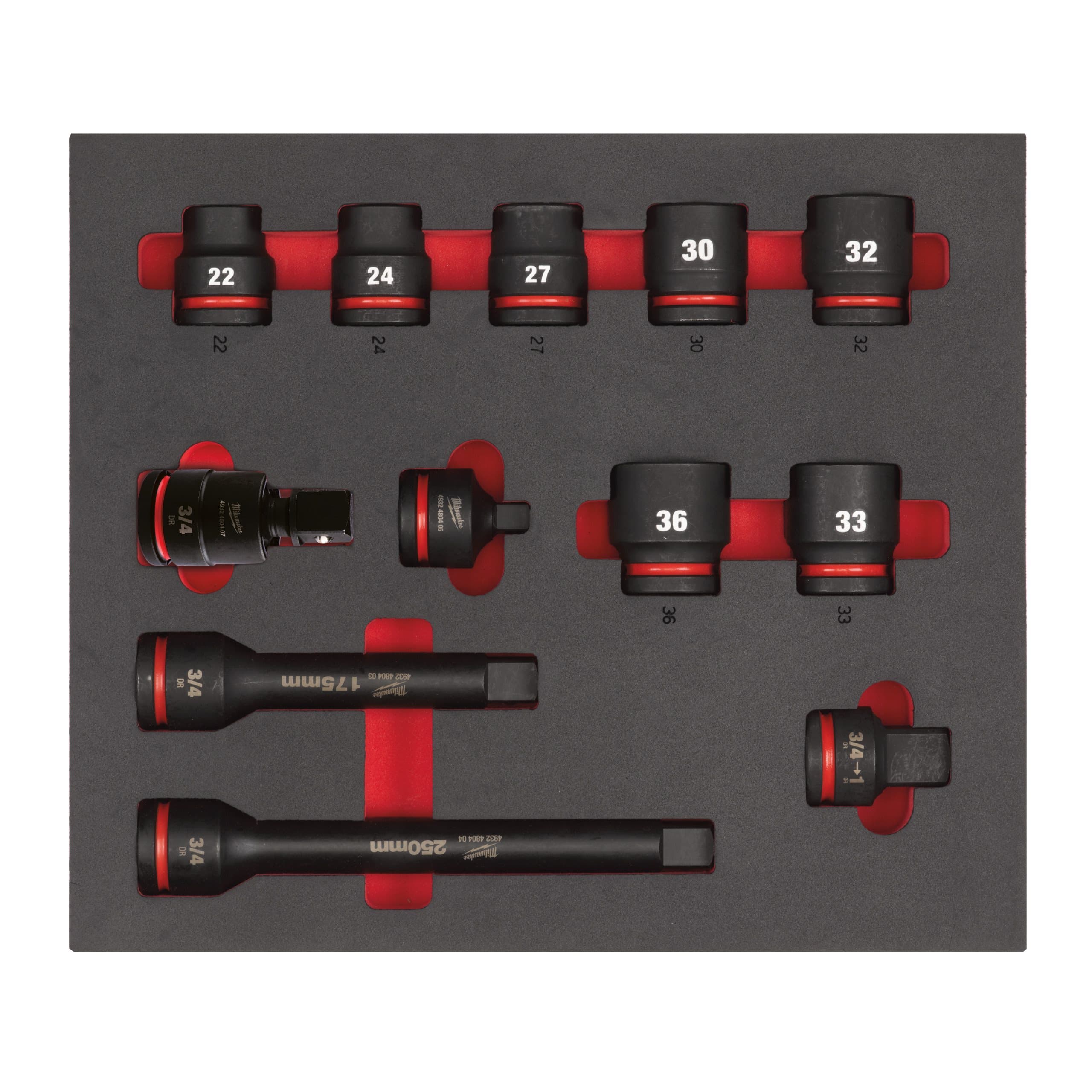 Milwaukee 3/4" Sockets STD foam set 1 (12 pc)