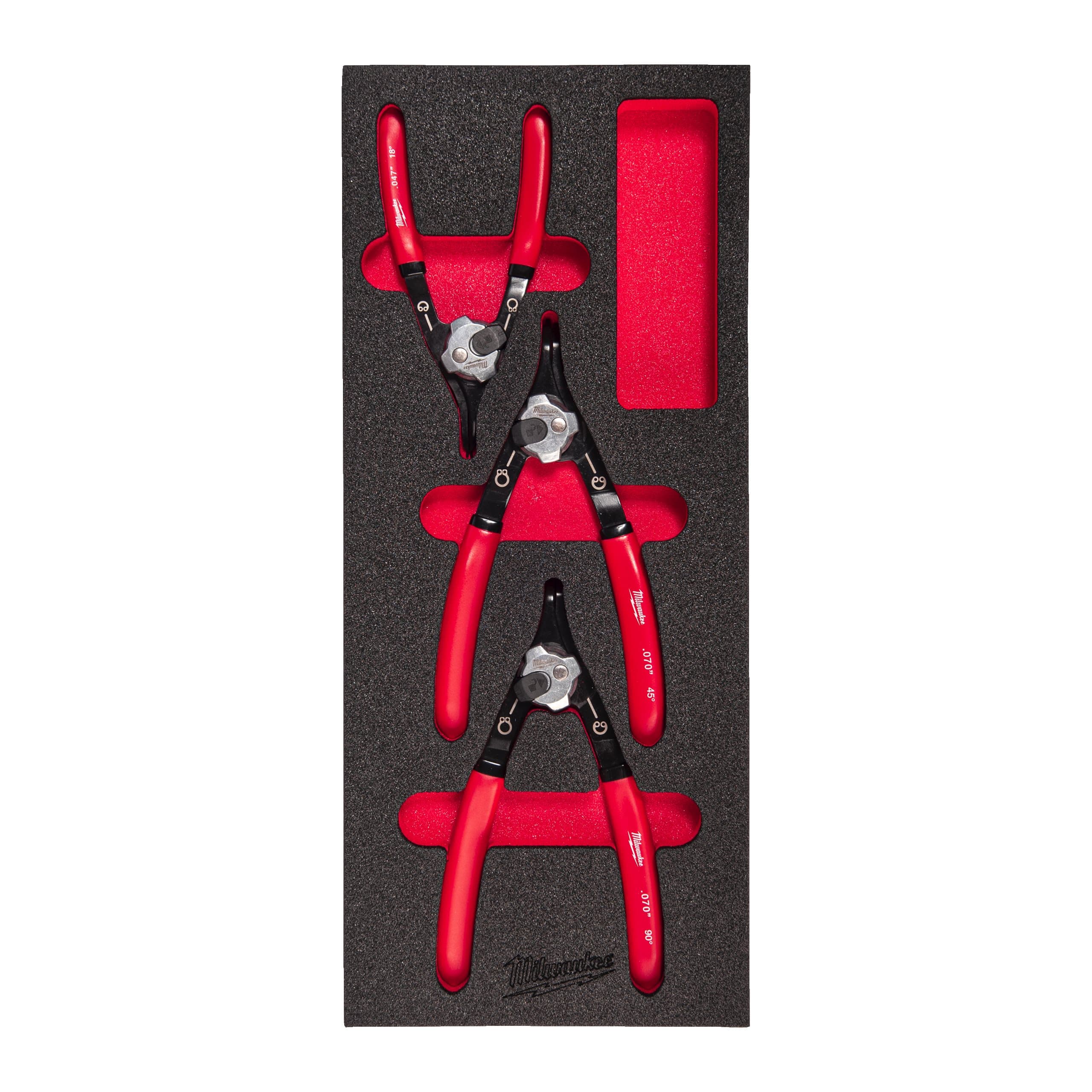 Milwaukee 3 pc Circlip Pliers Foam Insert Set