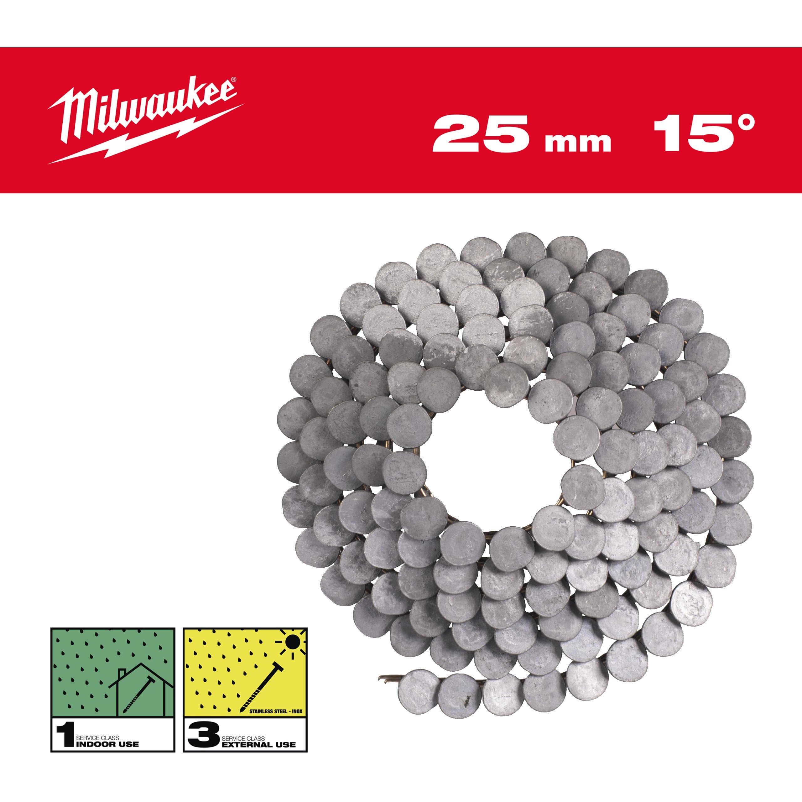 Milwaukee 15° RH 3.05 x 25 mm / SS / HDG-2160