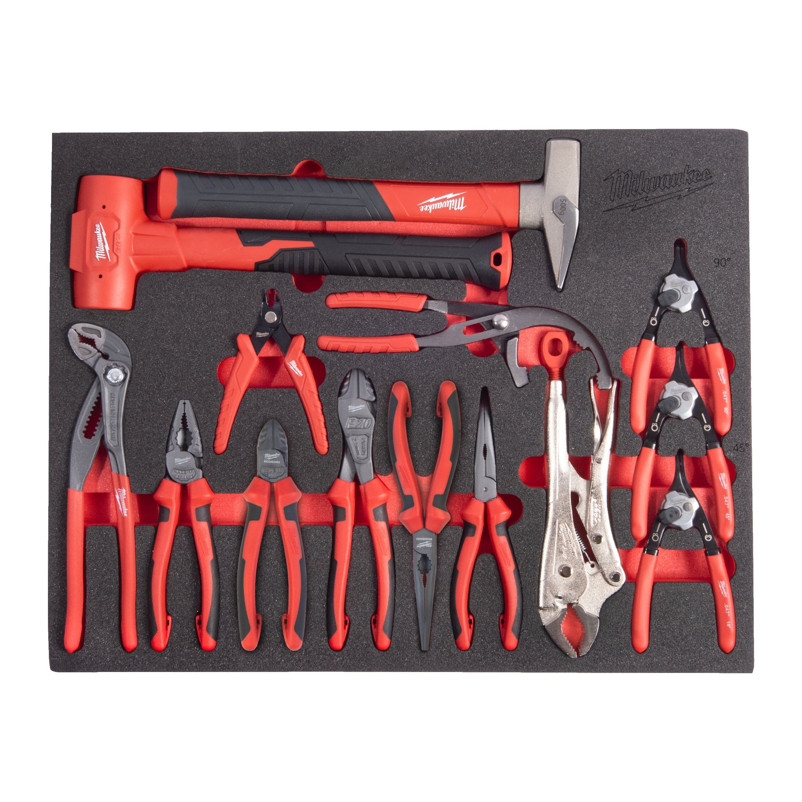 Milwaukee 14 pc Pliers and Hammer Set Foam Insert